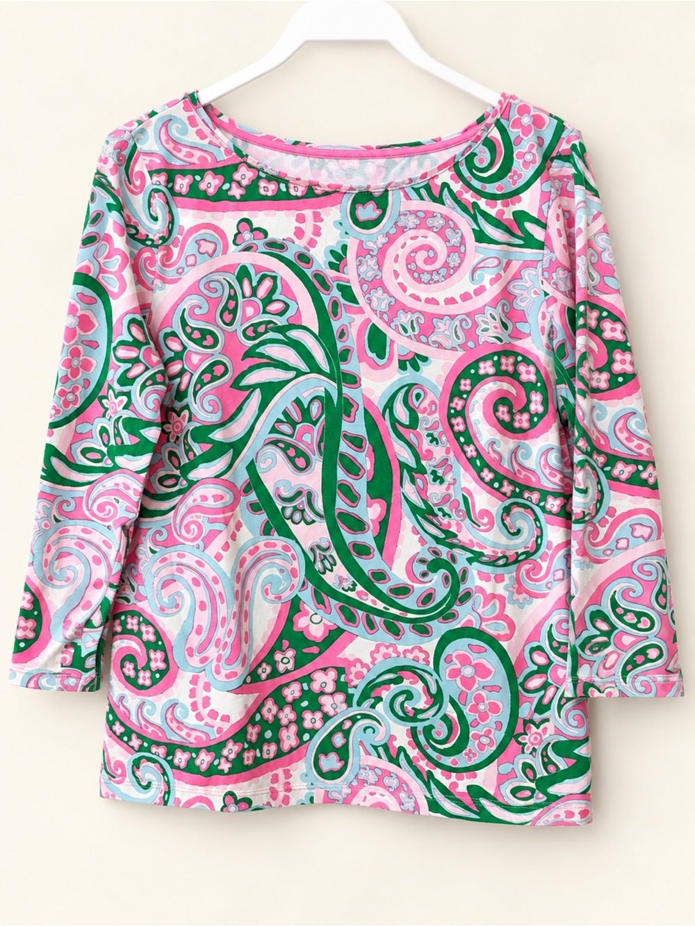 Women’s ' Pink & Green Paisley Long Sleeve Top